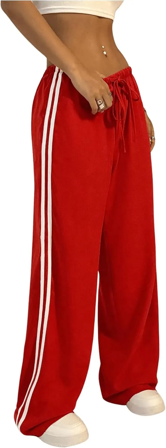 SHENHE Women's Wide Leg Loose Sweatpants Low Rise Y2k Drawstring Workout Sports Pants