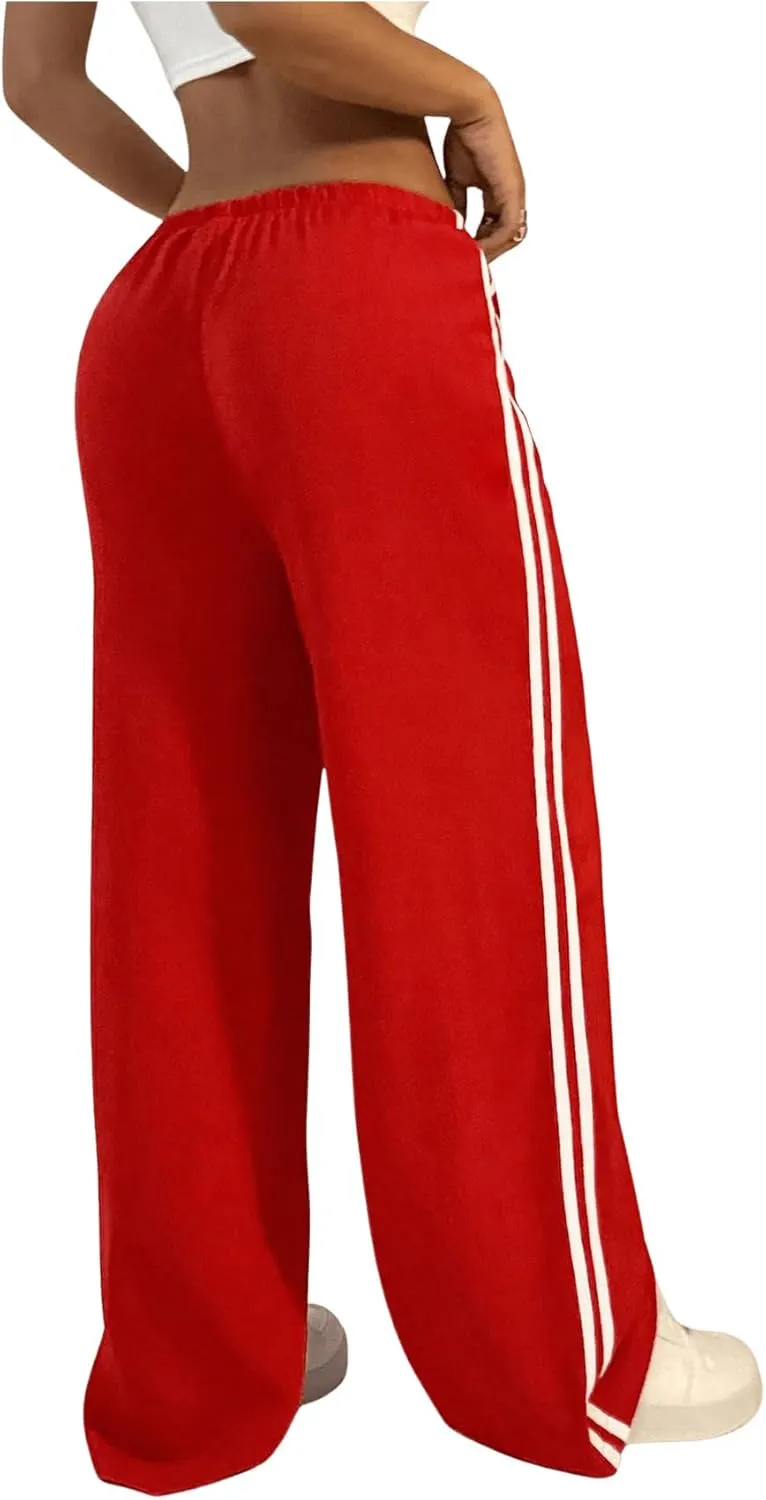 SHENHE Women's Wide Leg Loose Sweatpants Low Rise Y2k Drawstring Workout Sports Pants