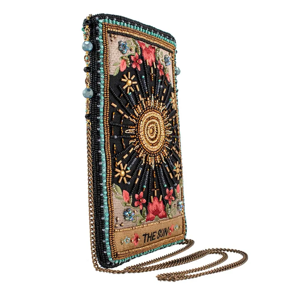 Shine On Beaded Sun Theme with Flowers Crossbody Phone Bag