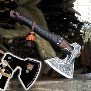 Shiny Crafts-Viking Axe- Beautiful Custom Handmade Bearded Axe, Best Gifts for Men, Best Birthday Gift with Sheath