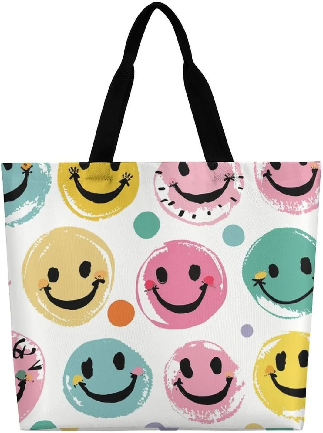 Shopping Bag for Women Bright Insect Pattern Tote Bag Large Capacity Shoulder Bag for Groceries Travel