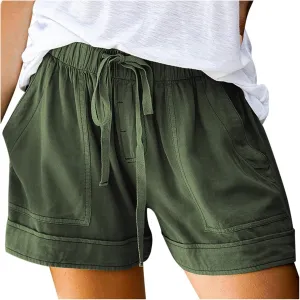 Shorts for Women 2024 Drawstring High Waisted Summer Bermuda Shorts Soft Trendy Lounge Shorts Beach Vacation Shorts
