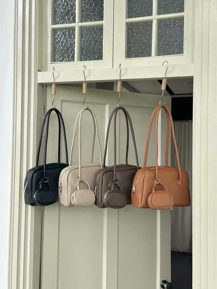 Shoulder Bags for Women Trendy Leather Boston Bag Underarm Handbags Satchel Top Handle Bag with Small Wallet 2025
