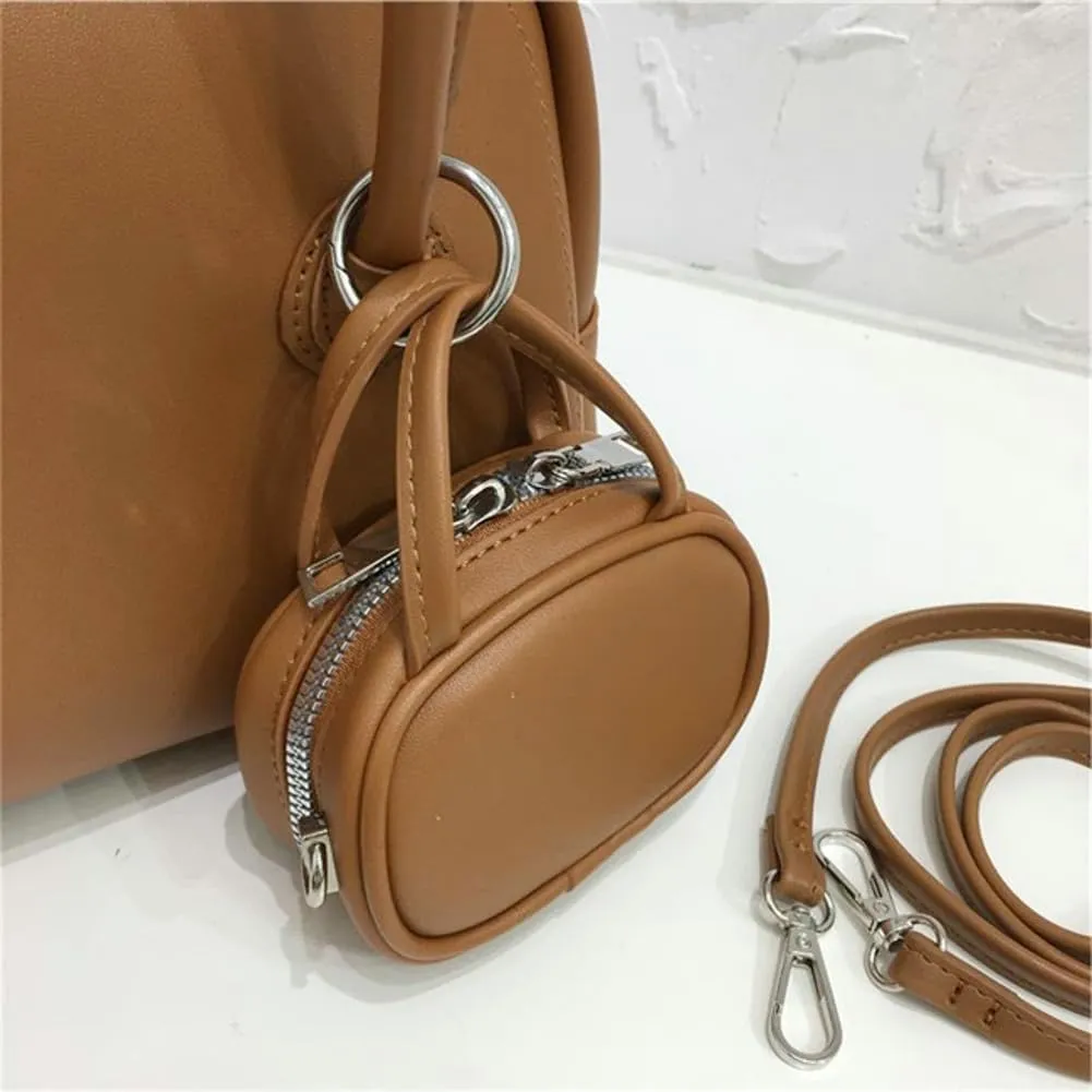 Shoulder Bags for Women Trendy Leather Boston Bag Underarm Handbags Satchel Top Handle Bag with Small Wallet 2025