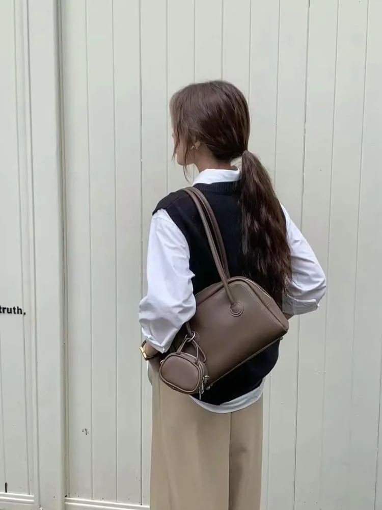 Shoulder Bags for Women Trendy Leather Boston Bag Underarm Handbags Satchel Top Handle Bag with Small Wallet 2025