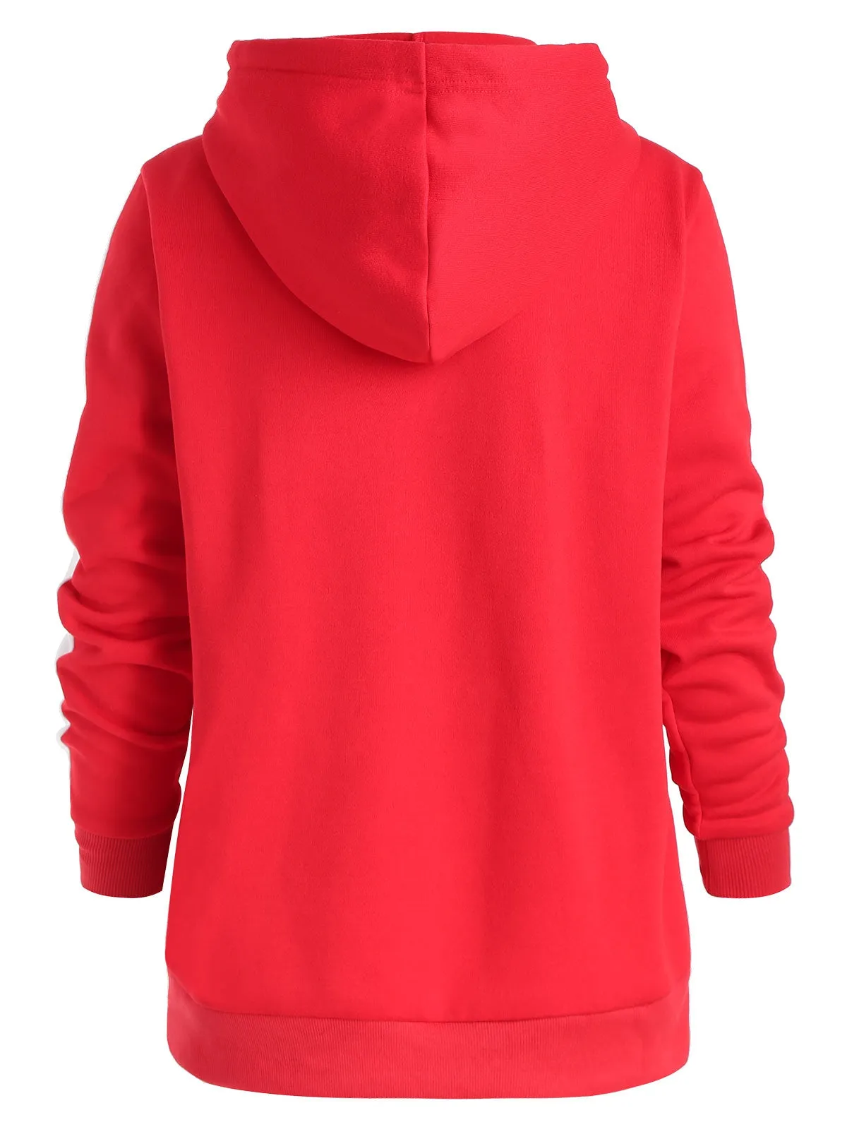 Side Striped Pocket Drawstring Hoodie
