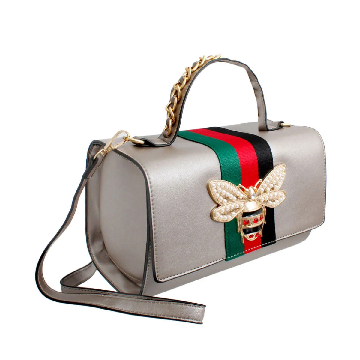 Silver Stunner: Boxy Satchel Set