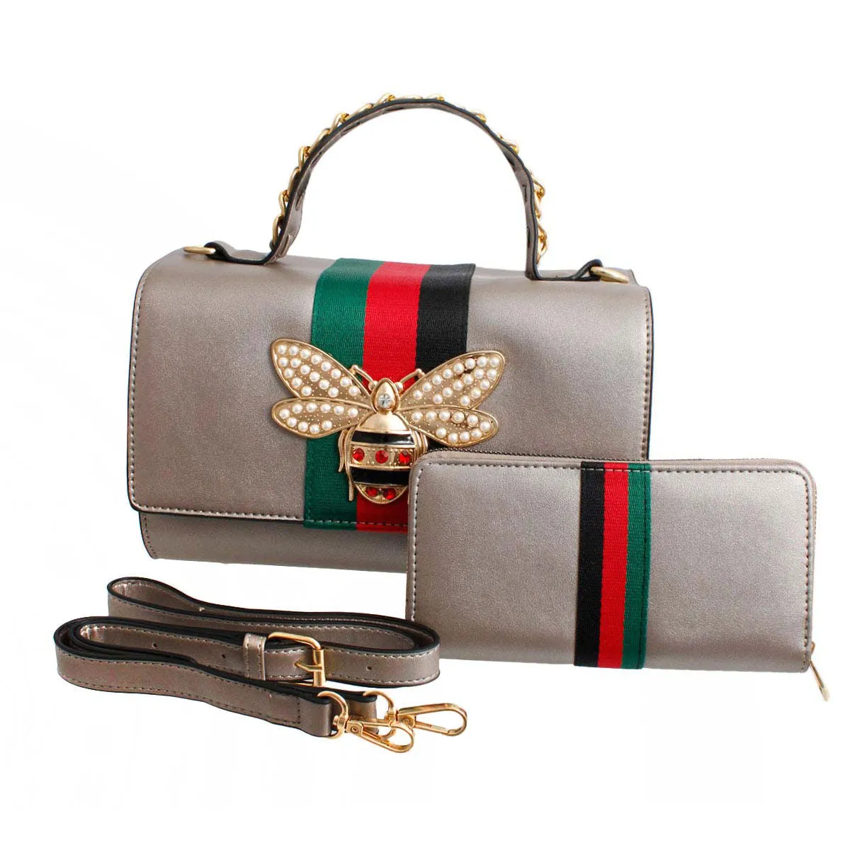 Silver Stunner: Boxy Satchel Set