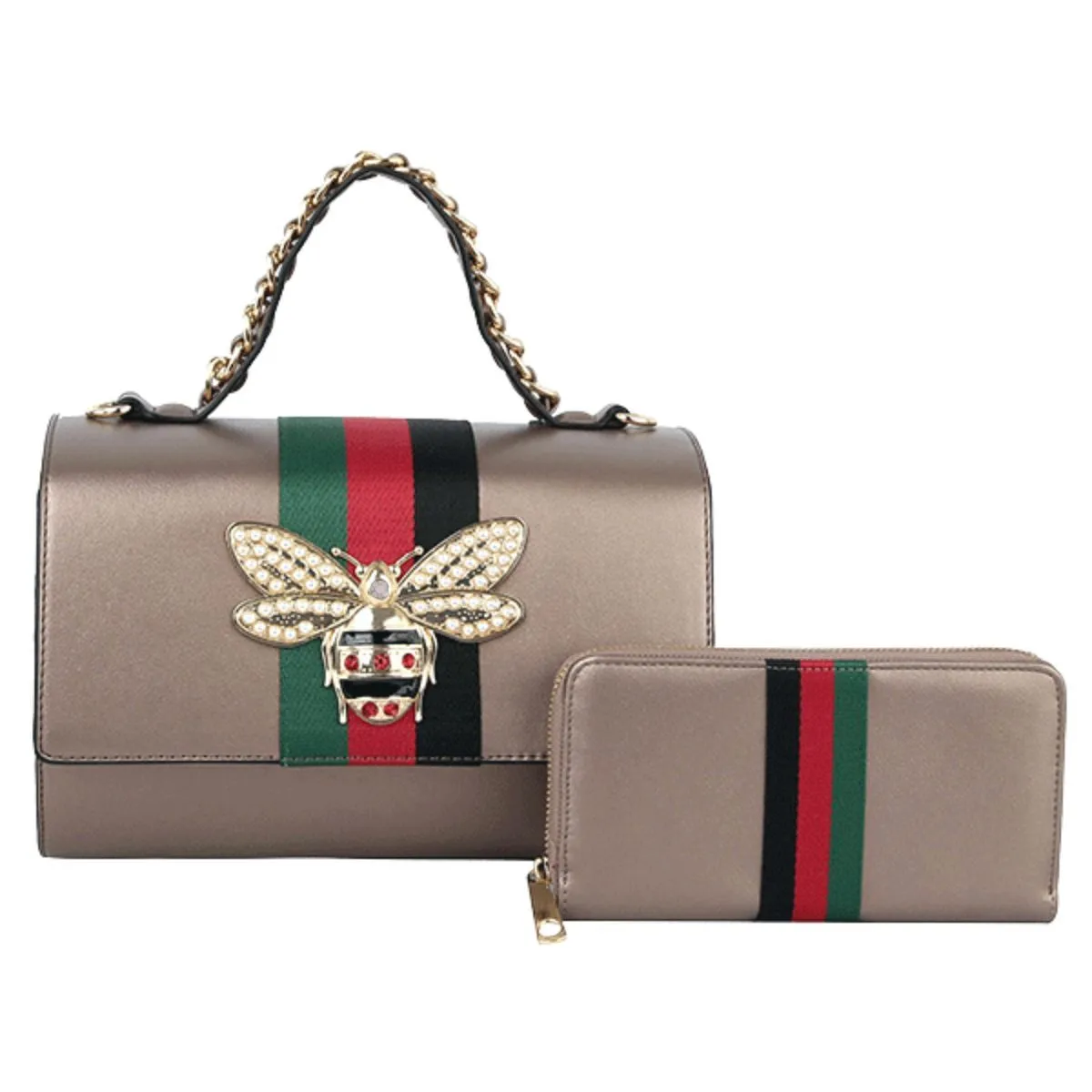 Silver Stunner: Boxy Satchel Set