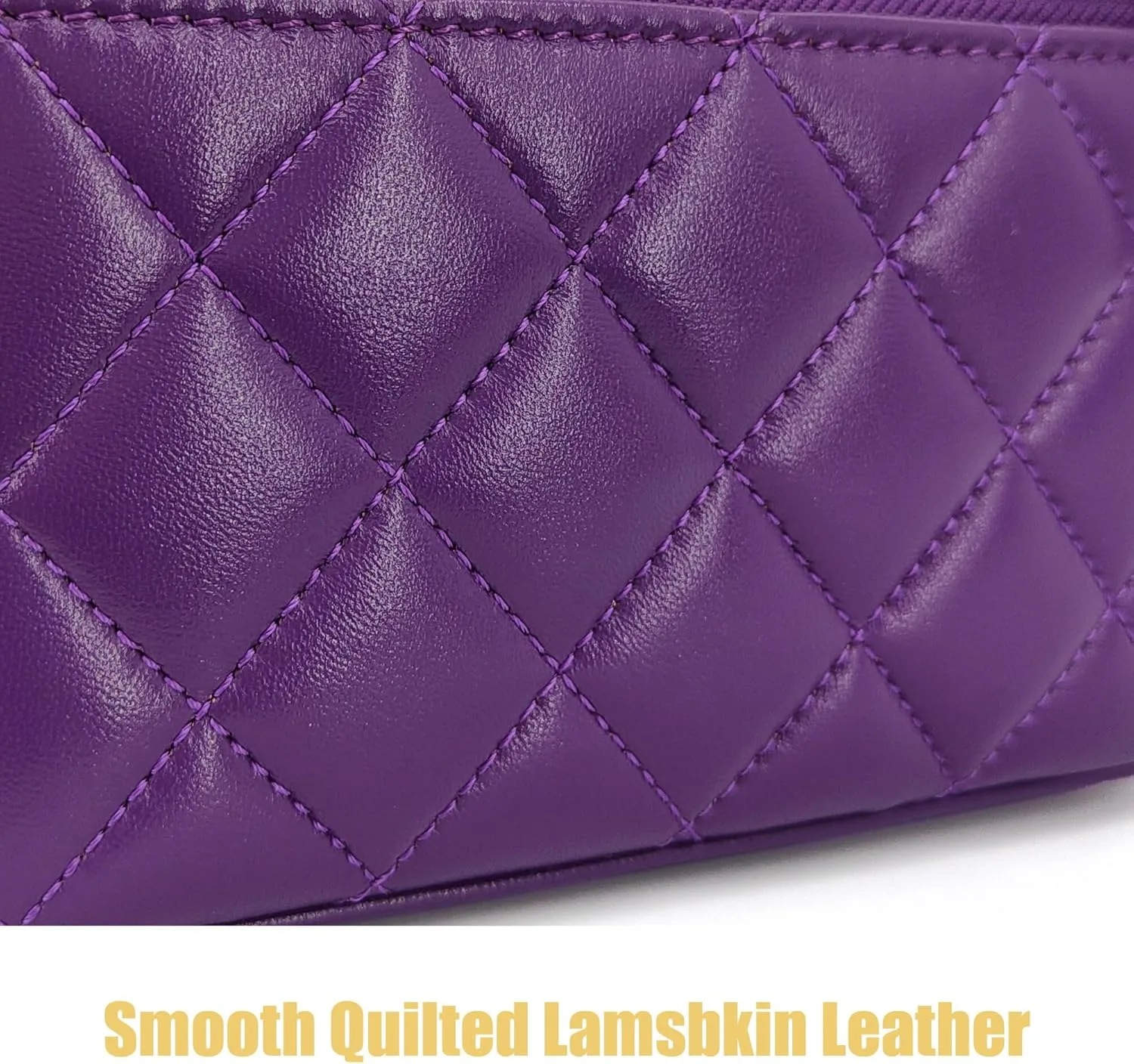 Small Genuine Leather Purse Quilted Crossbody Bag for Women, Mini Top-Handle Shoulder Handbag w/Gold Chain Strap