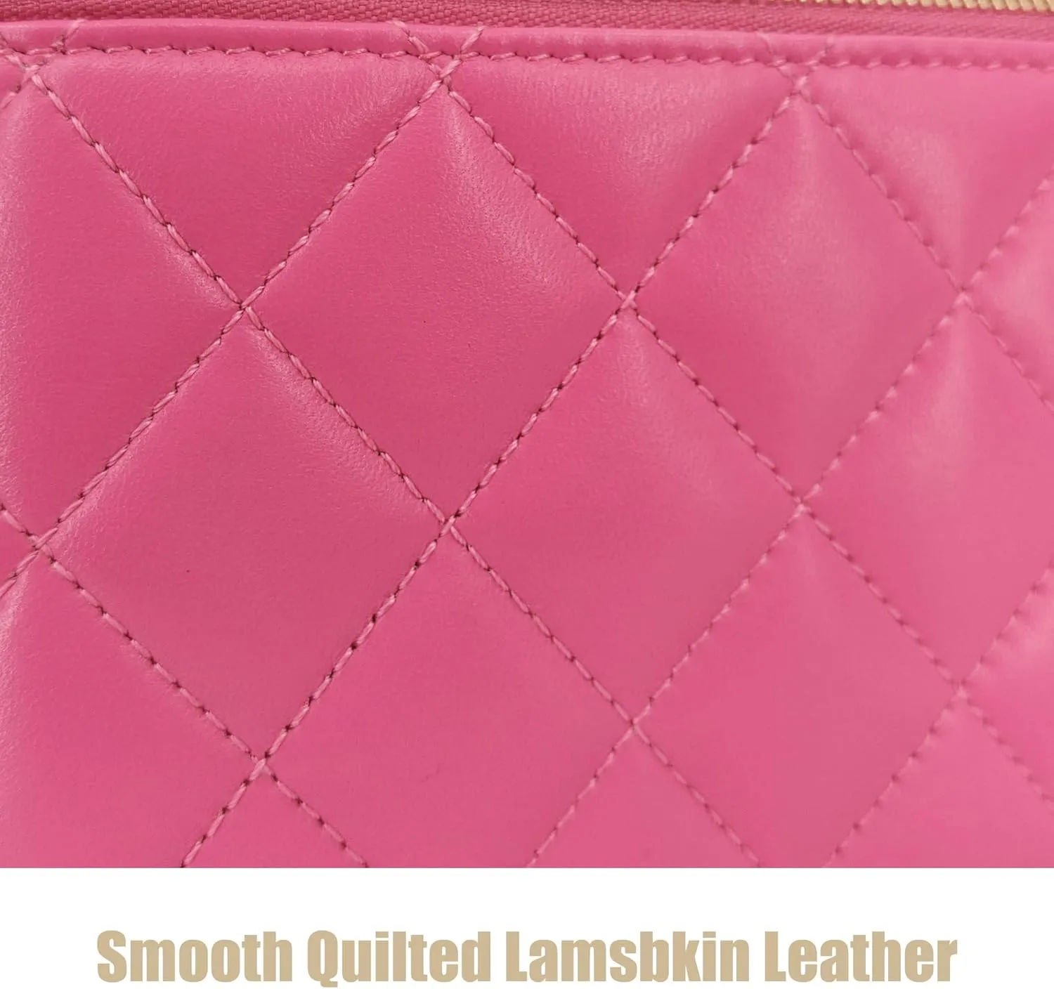 Small Genuine Leather Purse Quilted Crossbody Bag for Women, Mini Top-Handle Shoulder Handbag w/Gold Chain Strap