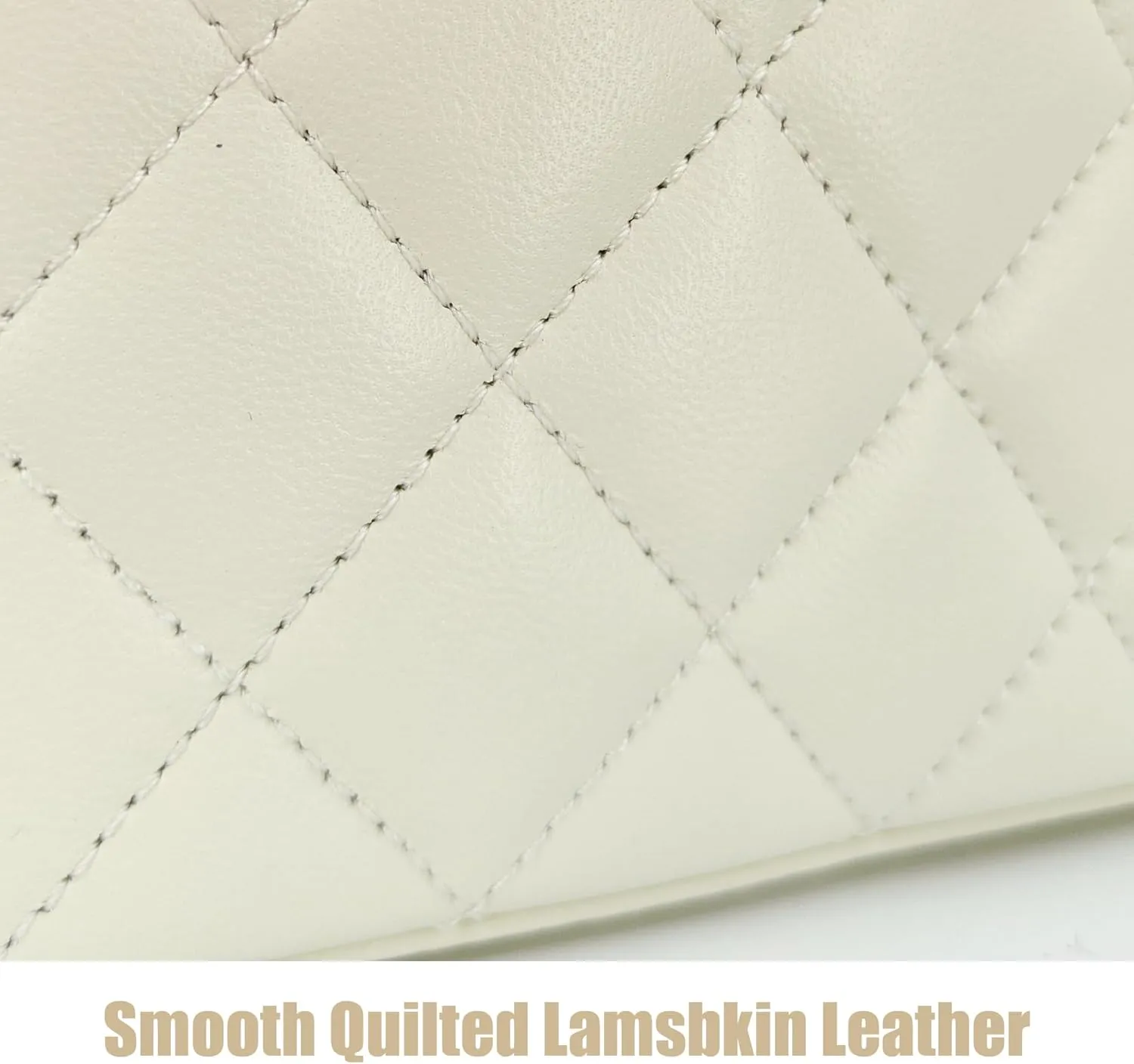 Small Genuine Leather Purse Quilted Crossbody Bag for Women, Mini Top-Handle Shoulder Handbag w/Gold Chain Strap