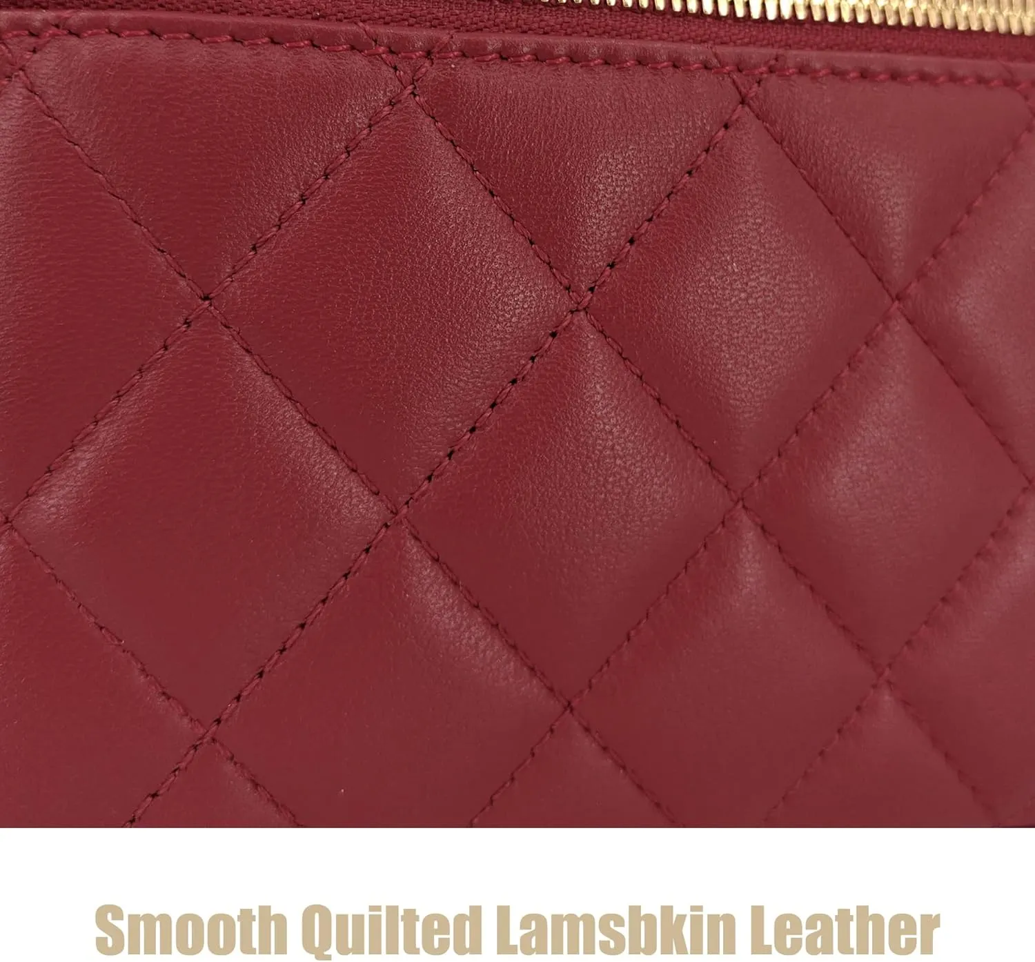 Small Genuine Leather Purse Quilted Crossbody Bag for Women, Mini Top-Handle Shoulder Handbag w/Gold Chain Strap