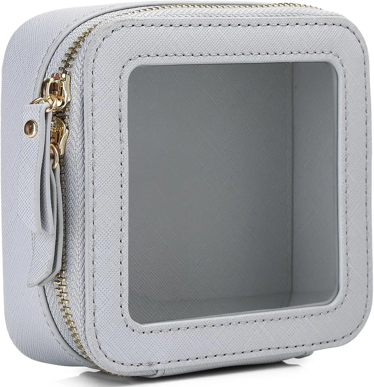 Small Makeup Bag Mini Clear Cosmetic Makeup Case & Toiletry Bag with Zipper Women's Purse Organizer & Car Essentials (Gray, MINI),