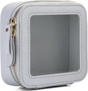 Small Makeup Bag Mini Clear Cosmetic Makeup Case & Toiletry Bag with Zipper Women's Purse Organizer & Car Essentials (Gray, MINI),