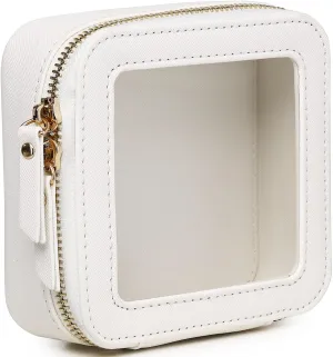 Small Makeup Bag Mini Clear Cosmetic Makeup Case & Toiletry Bag with Zipper Women's Purse Organizer & Car Essentials (White, MINI)