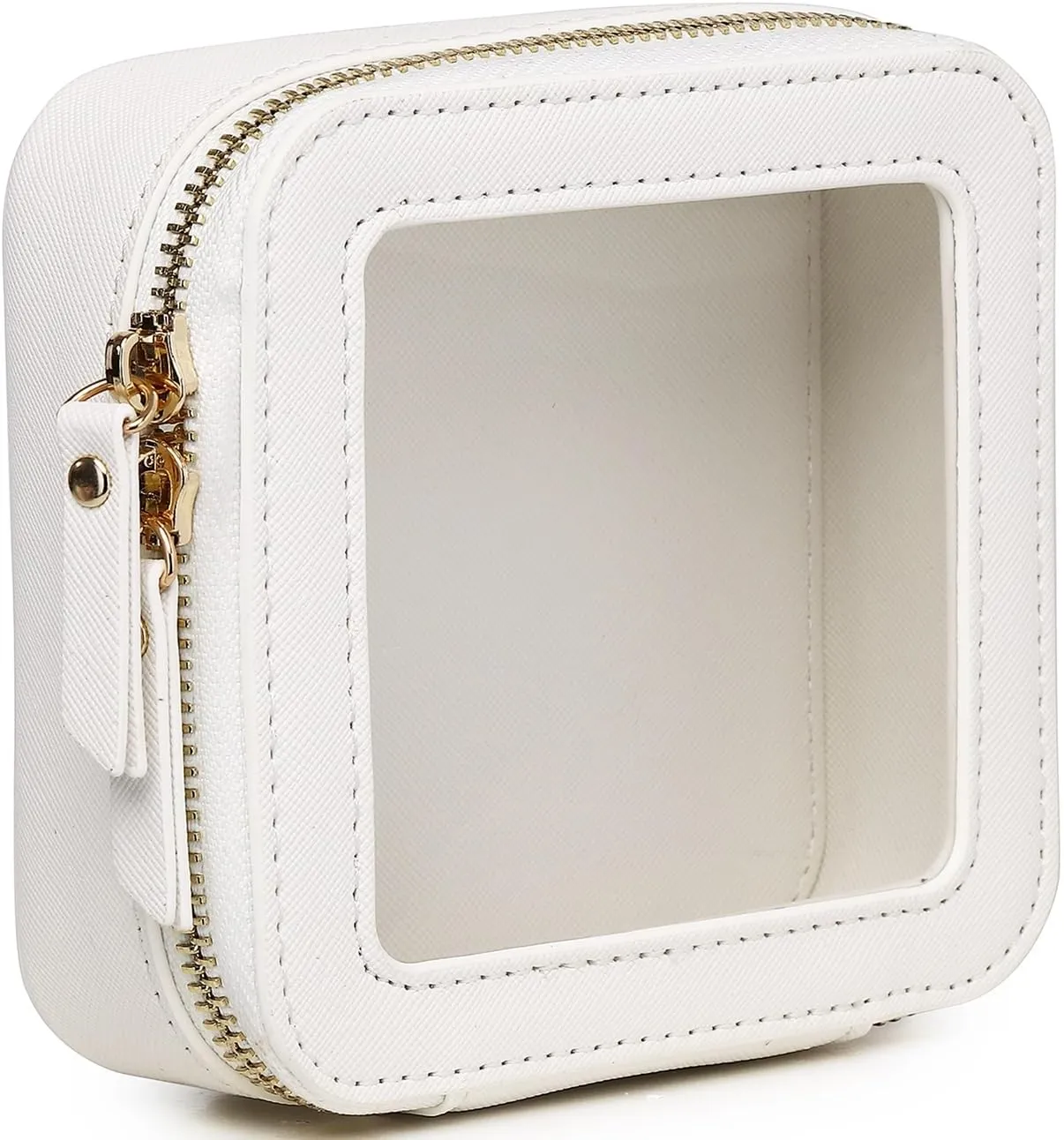 Small Makeup Bag Mini Clear Cosmetic Makeup Case & Toiletry Bag with Zipper Women's Purse Organizer & Car Essentials (White, MINI)