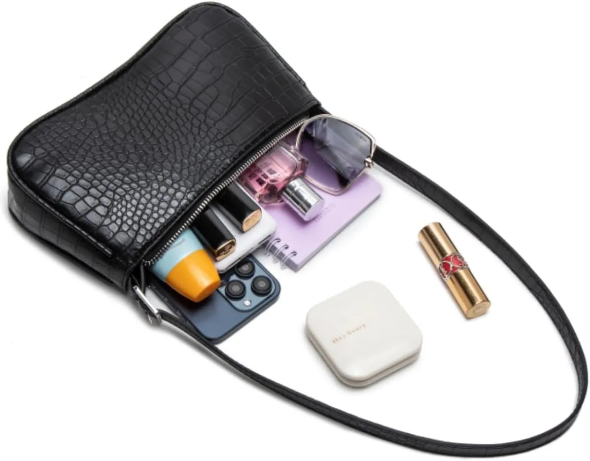Small Purse for Women, Adjustable Shoulder Bags Crocodile Pattern Clutch Purse with Zipper Closure Retro