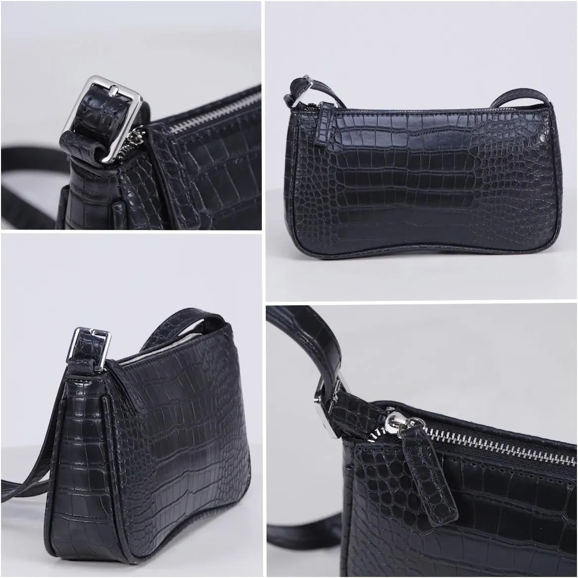 Small Purse for Women, Adjustable Shoulder Bags Crocodile Pattern Clutch Purse with Zipper Closure Retro