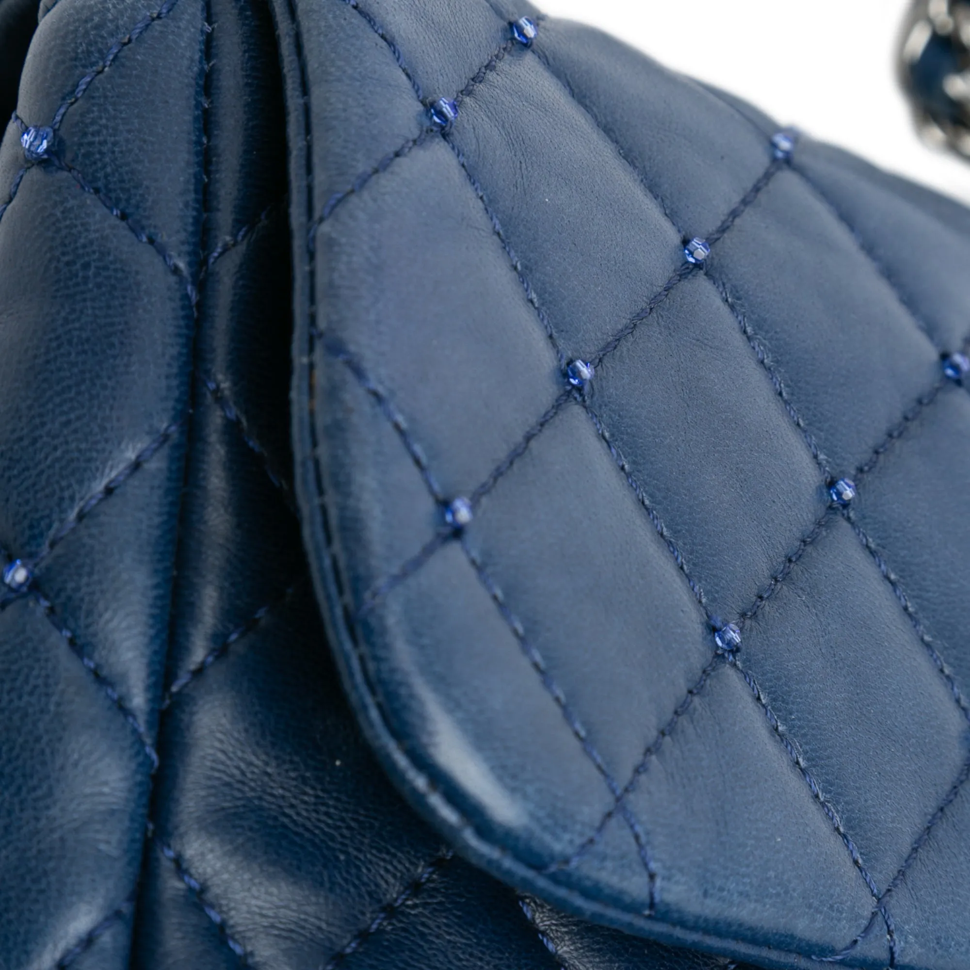 Small Quilted Lambskin Beaded Single Flap