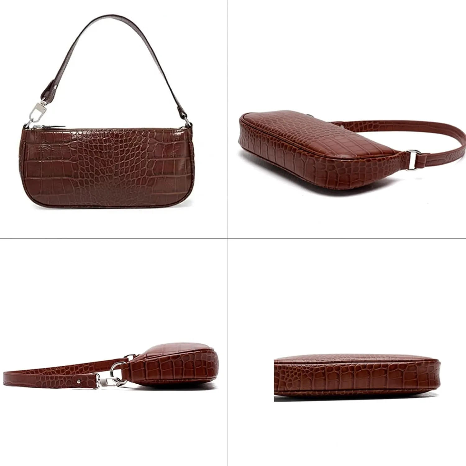 Small Shoulder Bags for Women Retro Classic Tote Purse Handbag Crocodile Pattern Clutch