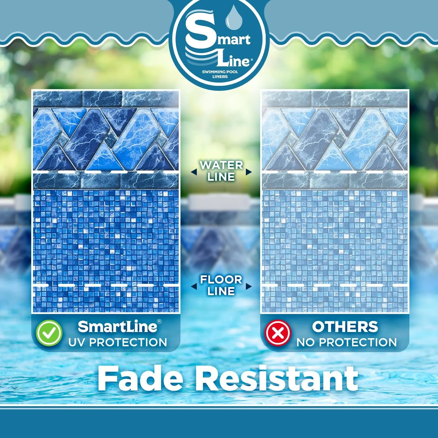 SmartLine 15 ft x 24 ft Oval Swimming Pool Liner | Stone Harbor | Unibead Style | 48 Inch Wall Height | 25 Gauge Vinyl | for Steel Sided Above Ground Pools | Gasket Kit Included
