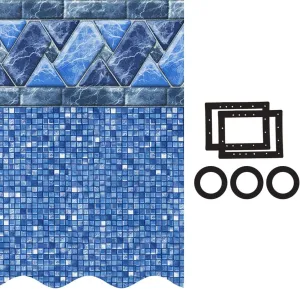 SmartLine 15 ft x 24 ft Oval Swimming Pool Liner | Stone Harbor | Unibead Style | 48 Inch Wall Height | 25 Gauge Vinyl | for Steel Sided Above Ground Pools | Gasket Kit Included