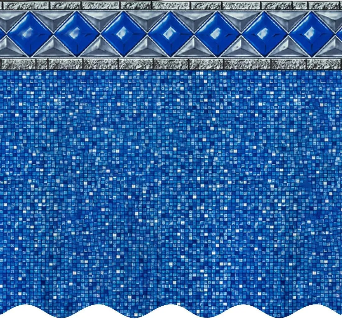 Smartline 30 ft Round Swimming Pool Liner | Crystal Tile | Unibead Style | 54 Inch Wall Height | 25 Gauge Heavy Duty Virgin Vinyl | Designed for Steel Sided Above Ground Pools