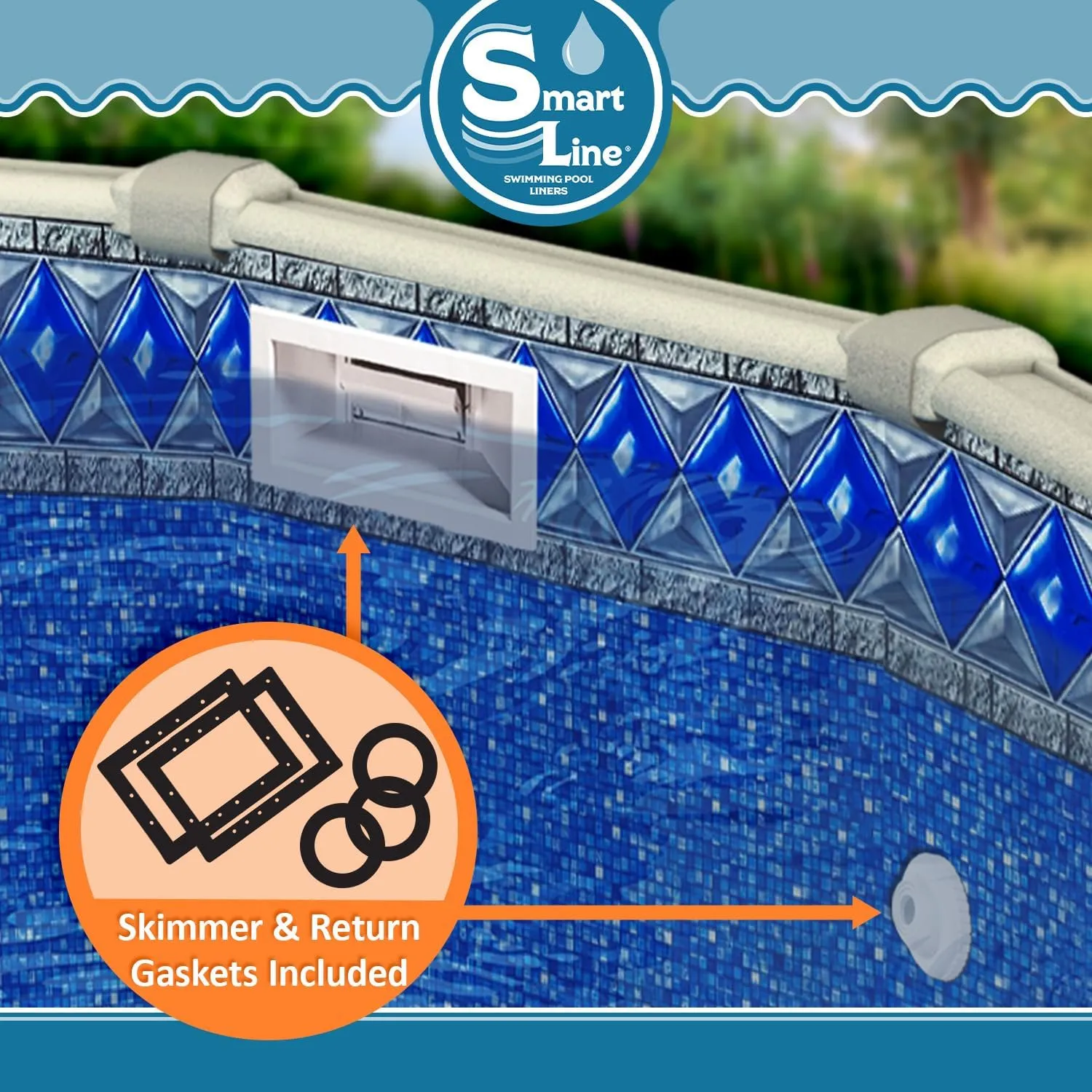 Smartline 30 ft Round Swimming Pool Liner | Crystal Tile | Unibead Style | 54 Inch Wall Height | 25 Gauge Heavy Duty Virgin Vinyl | Designed for Steel Sided Above Ground Pools