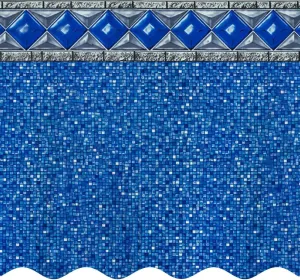 Smartline 30 ft Round Swimming Pool Liner | Crystal Tile | Unibead Style | 54 Inch Wall Height | 25 Gauge Heavy Duty Virgin Vinyl | Designed for Steel Sided Above Ground Pools