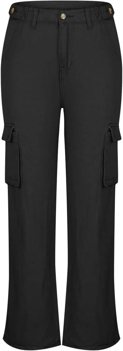 SMIDOW Womens Baggy Cargo Pants Jeans Chino Pants Jeans with Multiple Pockets Straight Leg Workout Casual Denim Pants