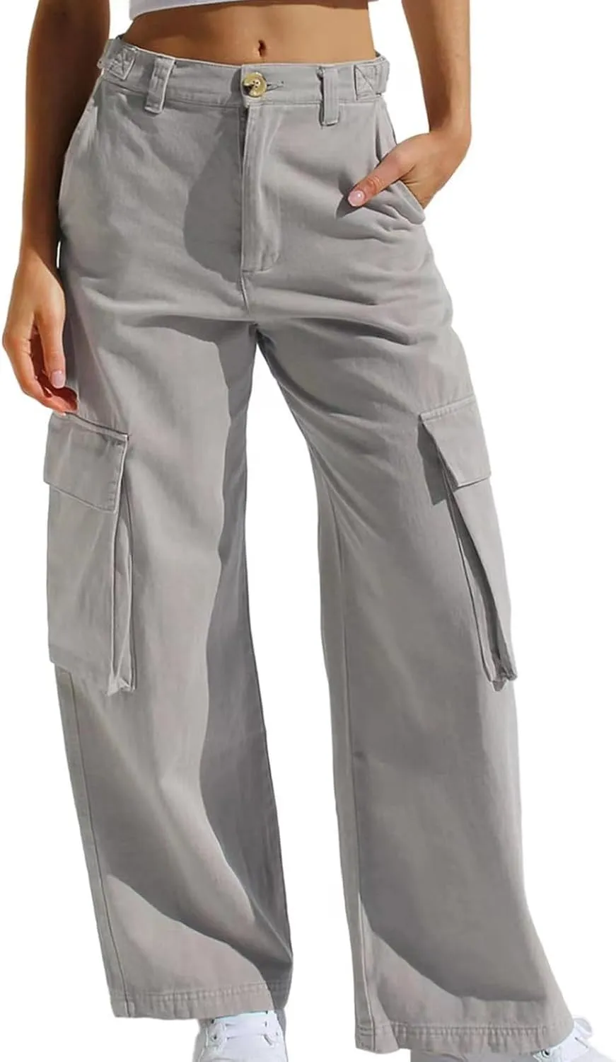 SMIDOW Womens Baggy Cargo Pants Jeans Chino Pants Jeans with Multiple Pockets Straight Leg Workout Casual Denim Pants