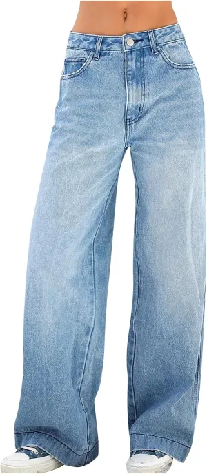 SMIDOW Women's High Waisted Flare Jeans with Belt Bootcut Stretchy Denim Pants Full Length Wide-Leg Denim Pants
