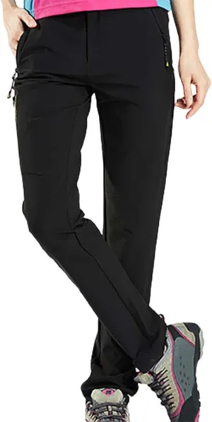 Snow Pants Women Outdoor Waterproof Windproof Fleece Lined Slim Cargo Snow Ski Hiking Pants with Pockets