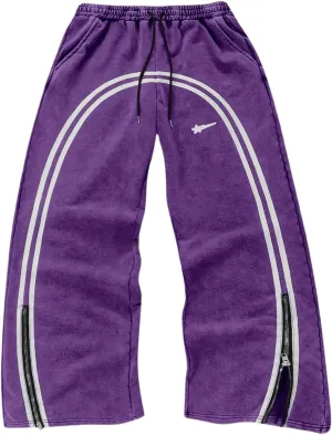 SOLY HUX Men's Side Striped Sweatpants Drawstring Waist Zipper Baggy Wide Leg Pants Streetwear