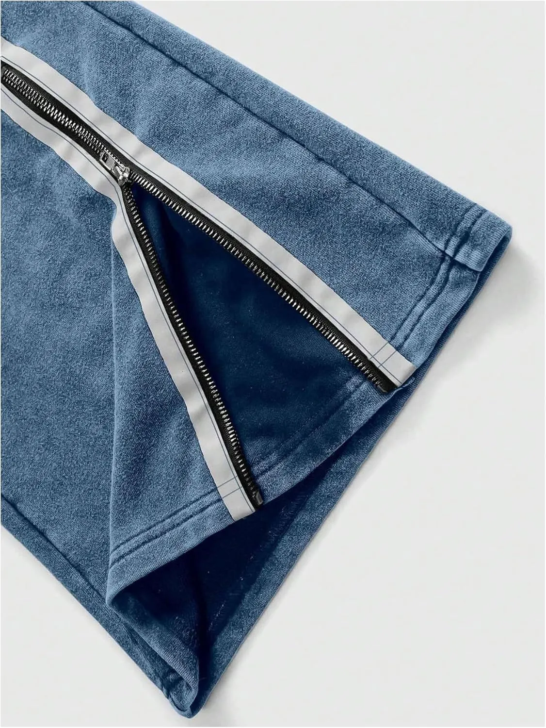 SOLY HUX Men's Side Striped Sweatpants Drawstring Waist Zipper Baggy Wide Leg Pants Streetwear