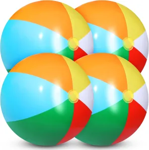 Sosation 4 Pcs Giant Inflatable Beach Ball 30inch Large Baseball Soccer Basketball Football 2.5ft Inflatable Sport Ball for Summer Pool Beach Outdoor Sports Themed Party(Rainbow Style)