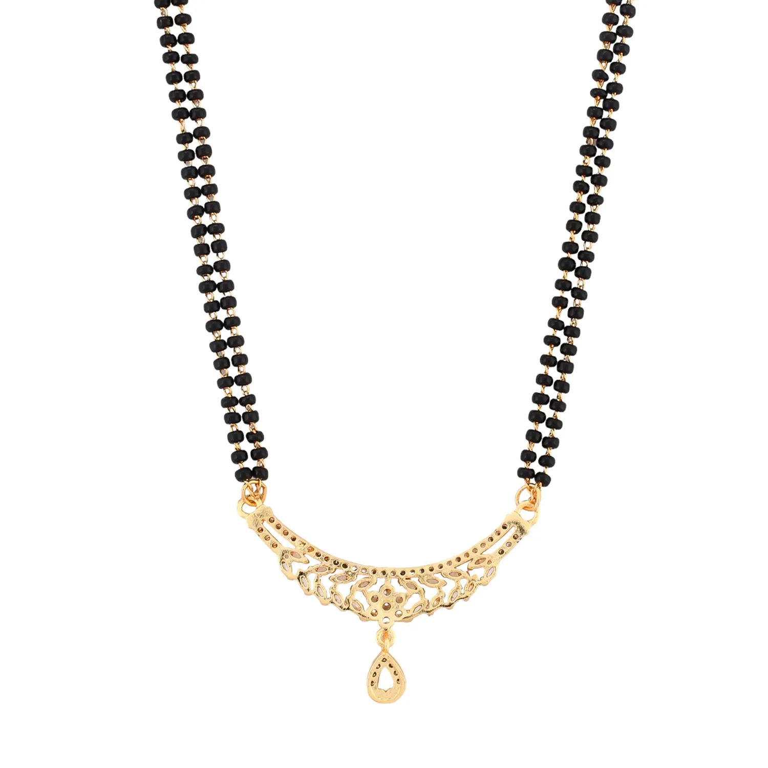 Sparkling Elegance Gold Plated Cz Drop Mangalsutra