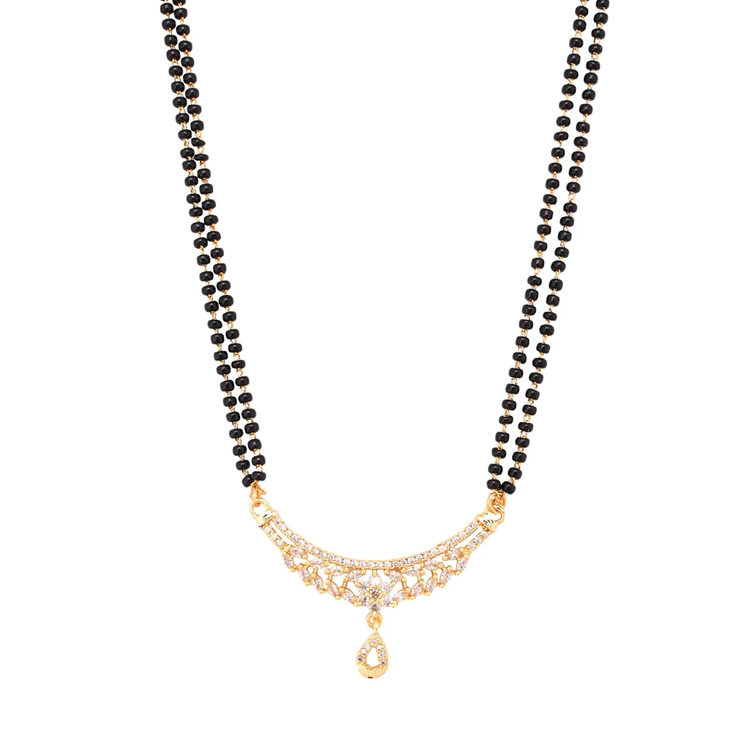 Sparkling Elegance Gold Plated Cz Drop Mangalsutra