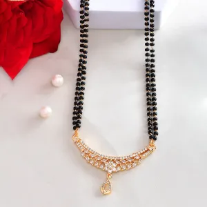Sparkling Elegance Gold Plated Cz Drop Mangalsutra