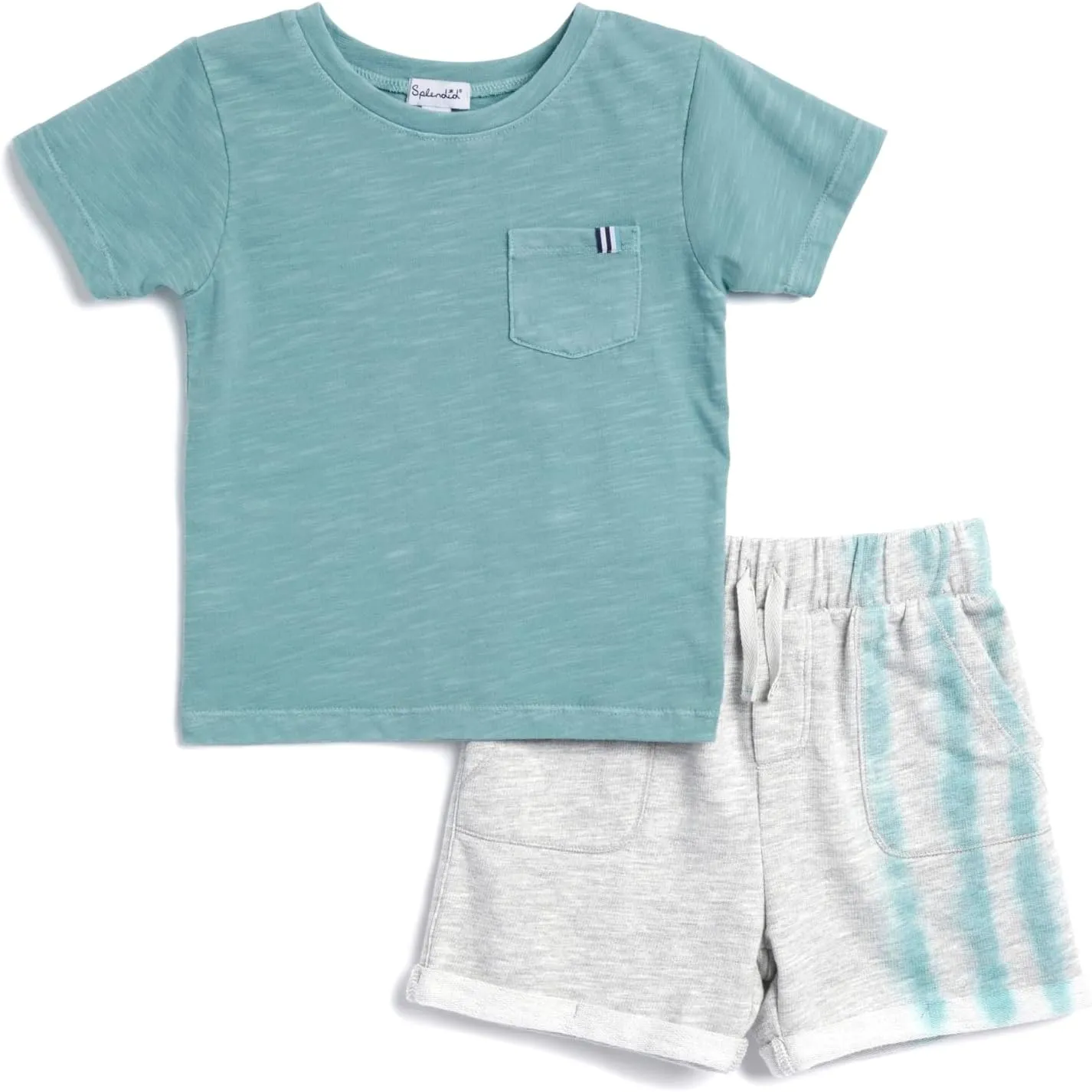 Splendid Boys Ripple Wave Short-sleeve Top and Shorts Bottom Set