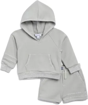 Splendid boys Striped Hoodie Sweatshirt and Shorts Bottom Set