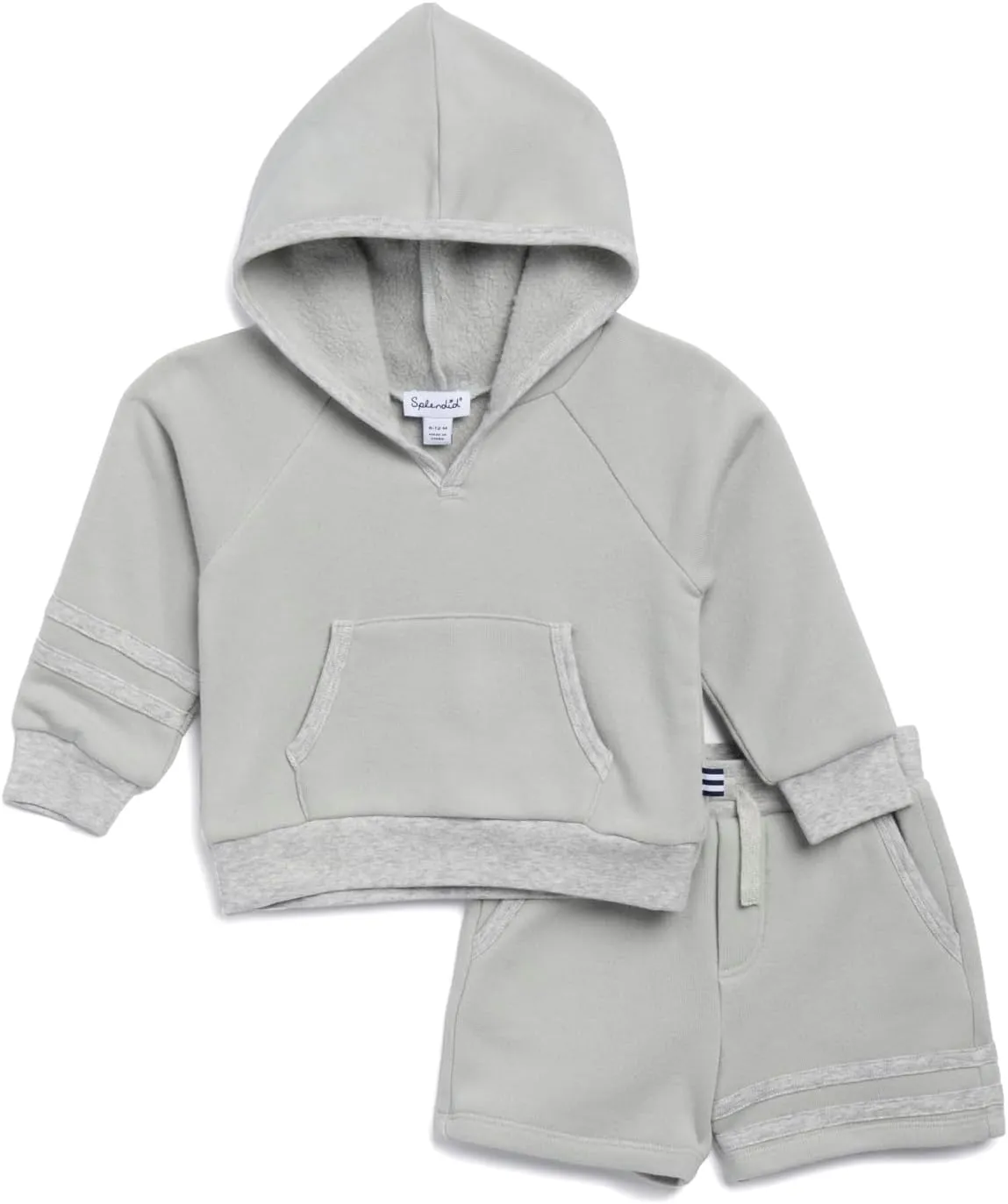 Splendid boys Striped Hoodie Sweatshirt and Shorts Bottom Set