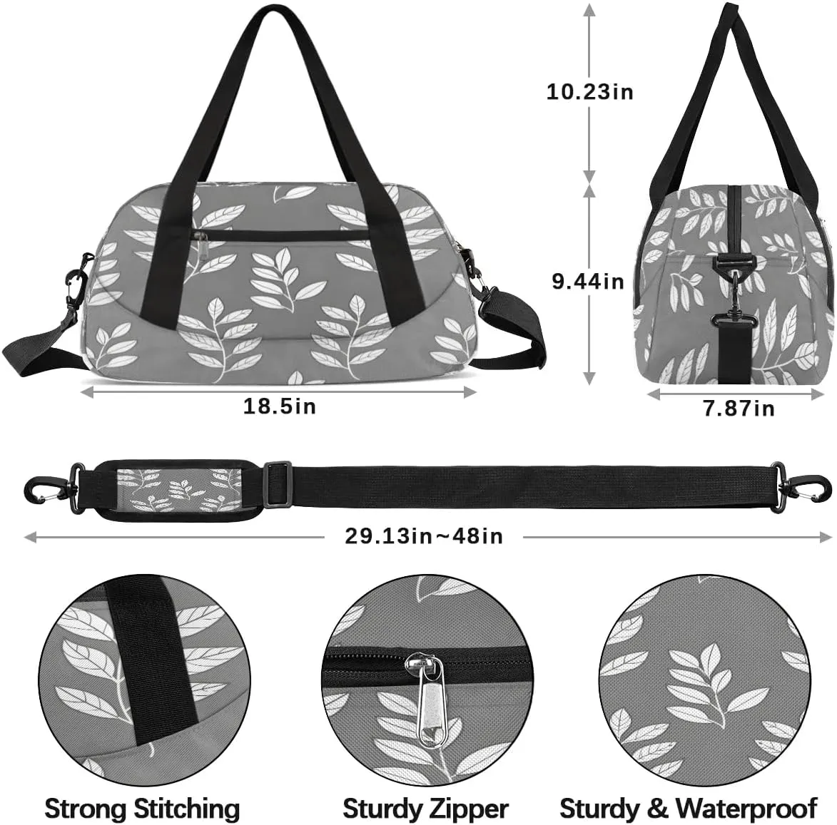 Sport Duffel Bag Leaf Pattern Kids Gym Bag Weekender Overnight Bags for Boys Girls Teens Carry On Workout Travel Bag