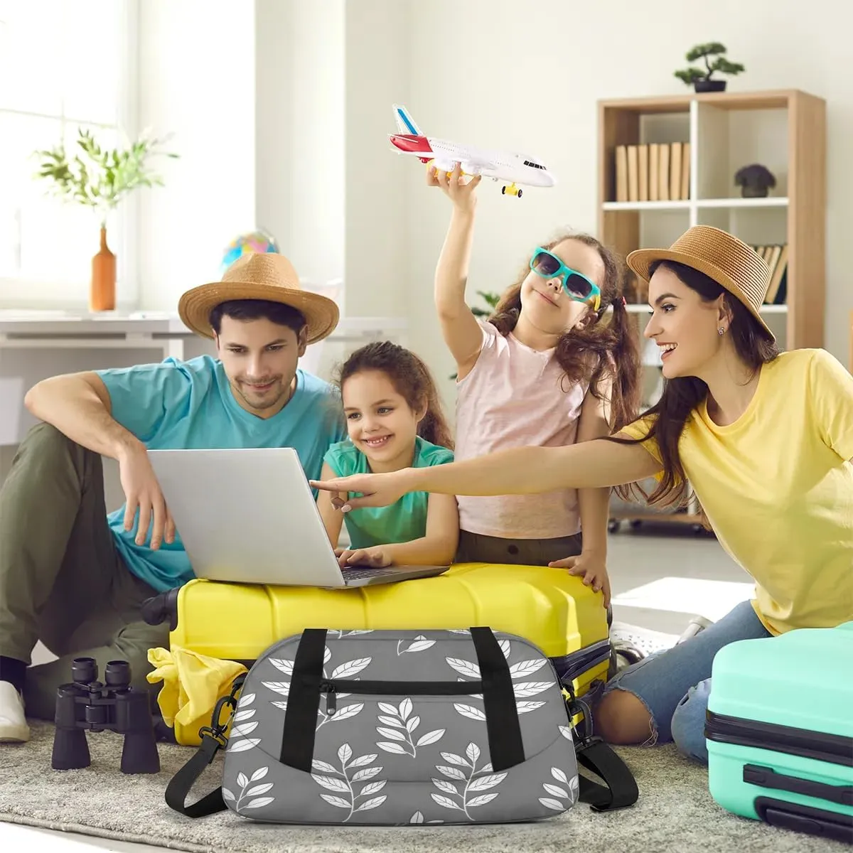 Sport Duffel Bag Leaf Pattern Kids Gym Bag Weekender Overnight Bags for Boys Girls Teens Carry On Workout Travel Bag