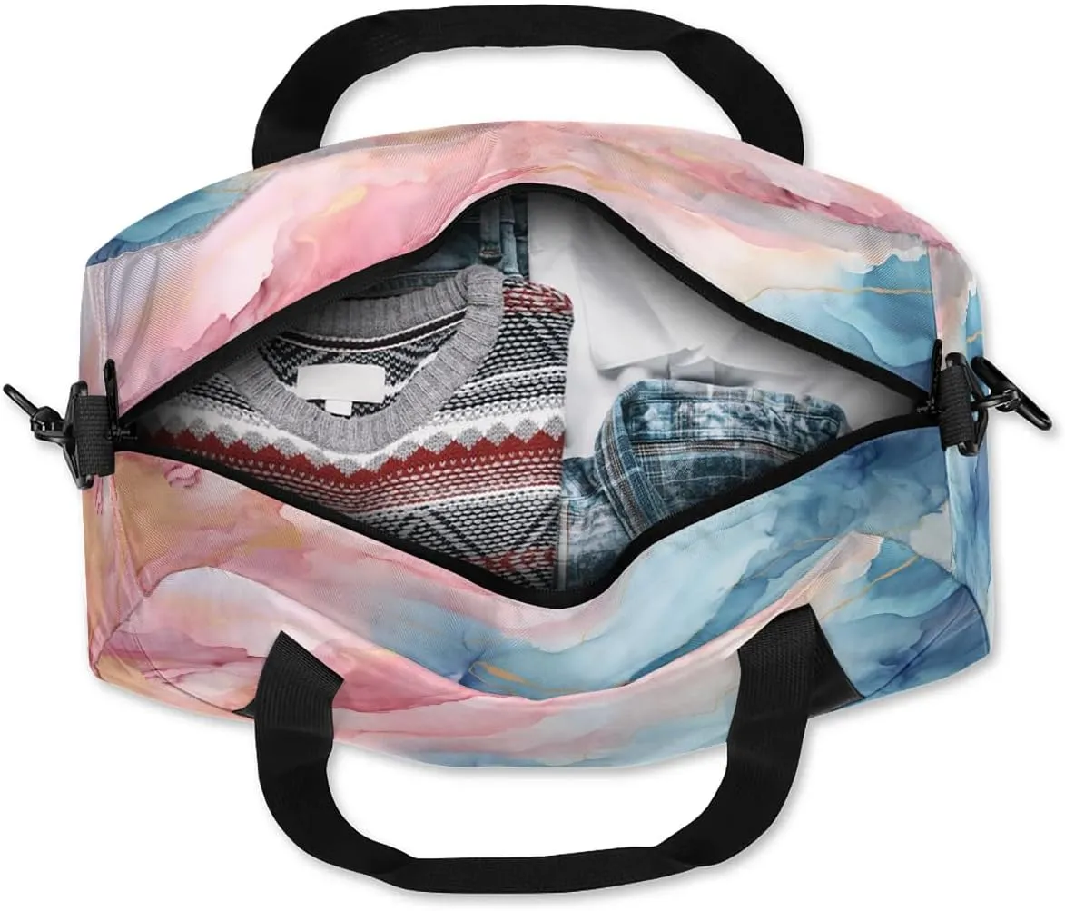 Sport Duffel Bag Marble Pattern Kids Gym Bag Weekender Overnight Bags for Boys Girls Teens Carry On Workout Travel Bag