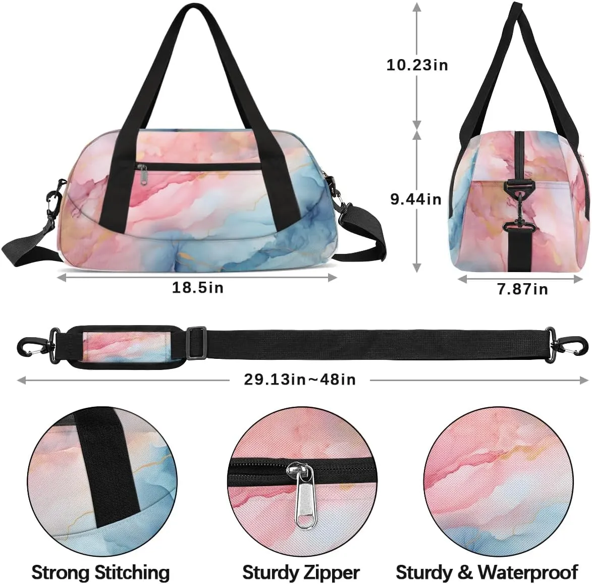Sport Duffel Bag Marble Pattern Kids Gym Bag Weekender Overnight Bags for Boys Girls Teens Carry On Workout Travel Bag