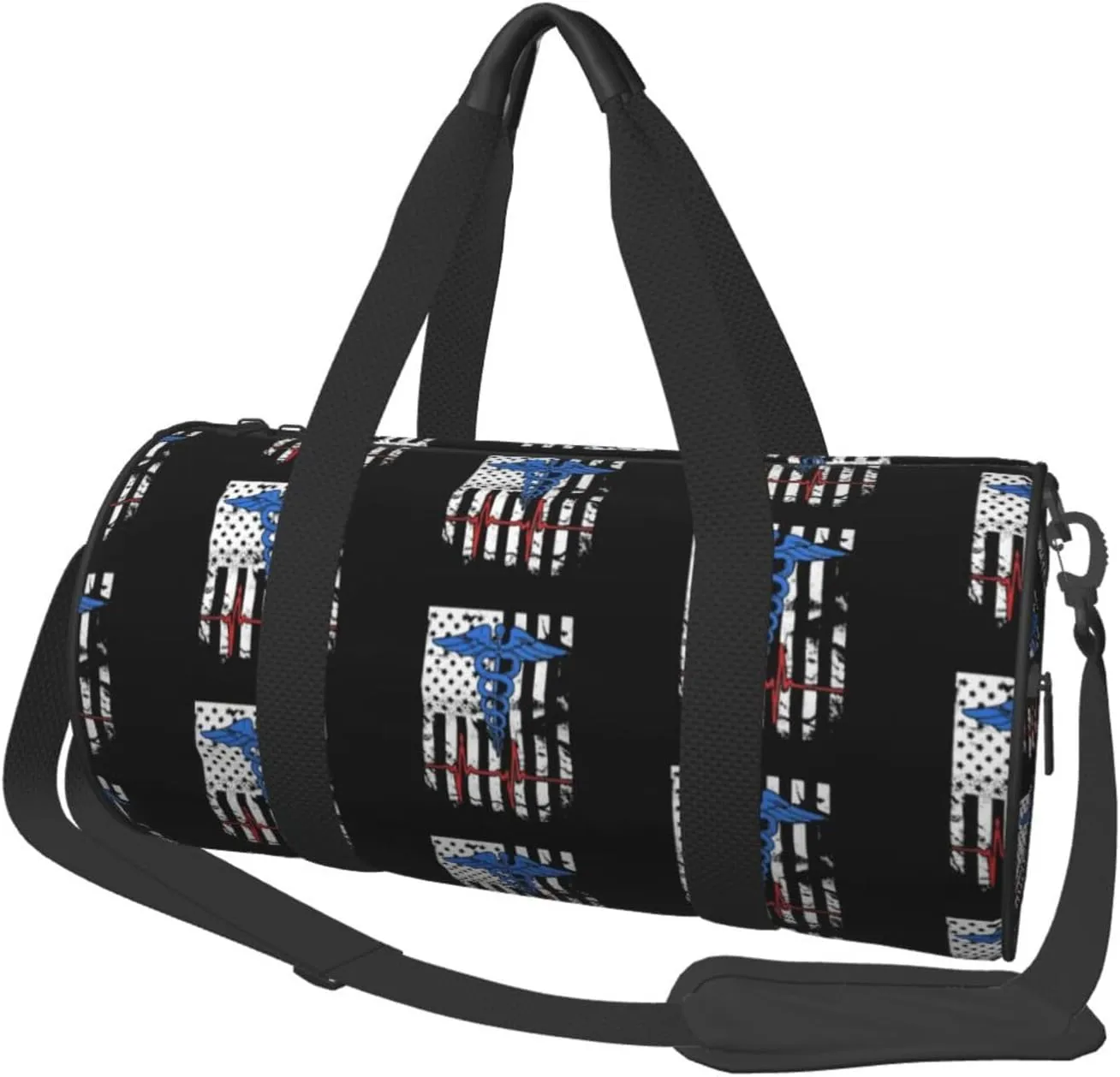 Spotrs Gym Bag America Flag Nurse Heartbeat Workout Travel Bag Duffle Bag Weekender Bags For Women Men