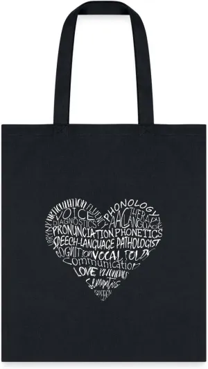 Spreadshirt Speech Therapist Gifts - SLP Words Heart Tote Bag