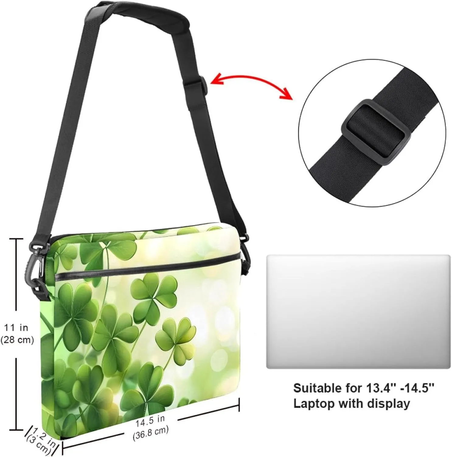 Spring Pattern with Twigs and Moon Laptop Shoulder Bag Slim Computer Briefcase Laptop Sleeve Messenger Case